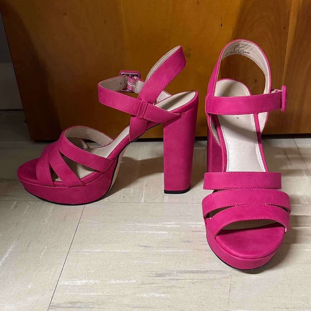 Limelight Fuchsia Strappy Block Heels